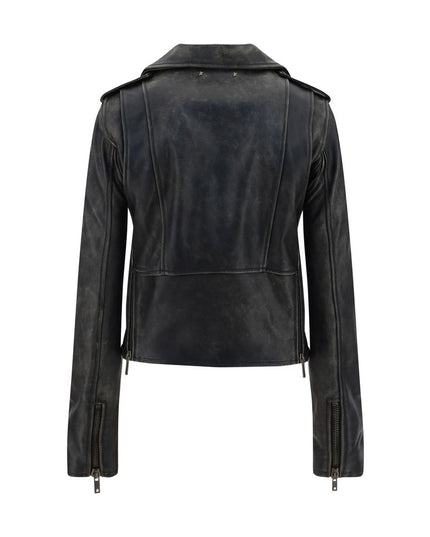 Golden Goose Black Calf Leather Bos Taurus Biker Jacket