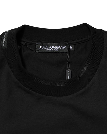 Dolce & Gabbana Black Cotton Embroidered DG Logo Pocket T-shirt