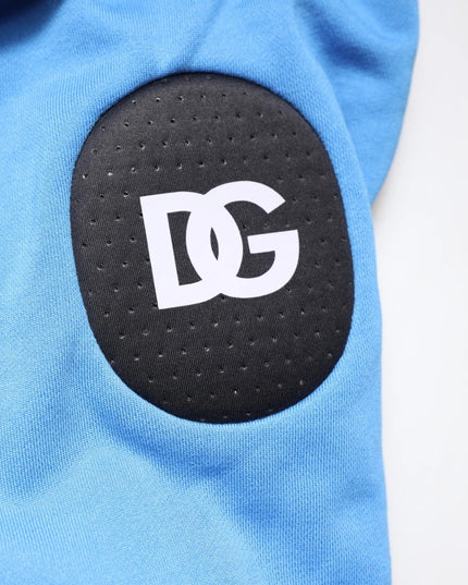 Dolce & Gabbana Blue Cotton Hooded Men Sportswear One Size Vest