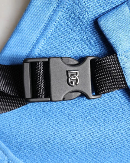 Dolce & Gabbana Blue Cotton Hooded Men Sportswear One Size Vest