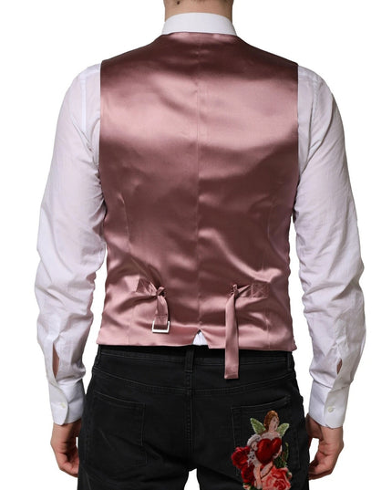Dolce & Gabbana Pink Wool Dress Formal Men Waistcoat Vest