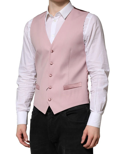 Dolce & Gabbana Pink Wool Dress Formal Men Waistcoat Vest
