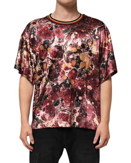 Dolce & Gabbana Multicolor Polyester Marble Print Oversize T-shirt