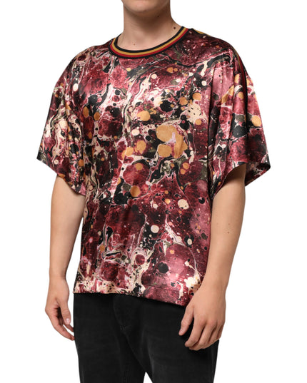 Dolce & Gabbana Multicolor Polyester Marble Print Oversize T-shirt