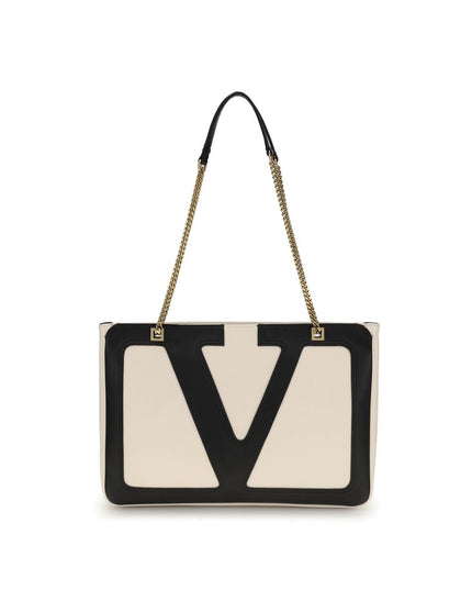 Valentino Garavani Cream Calf Leather Bos Taurus Shoulder Bag