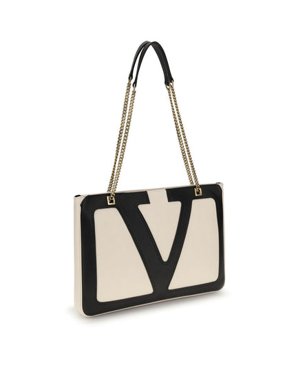 Valentino Garavani Cream Calf Leather Bos Taurus Shoulder Bag