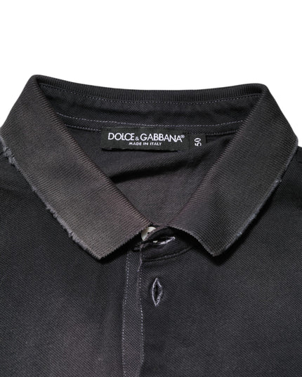 Dolce & Gabbana Gray Cotton Crown Collared Men Polo T-shirt
