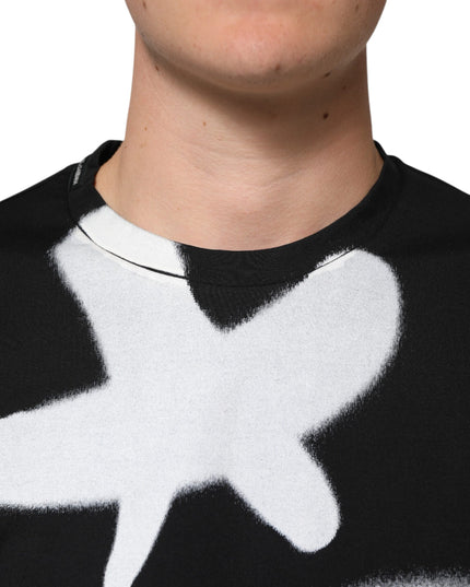 Dolce & Gabbana Black Cotton DG Logo Graffiti Short Sleeve T-shirt