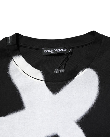 Dolce & Gabbana Black Cotton DG Logo Graffiti Short Sleeve T-shirt