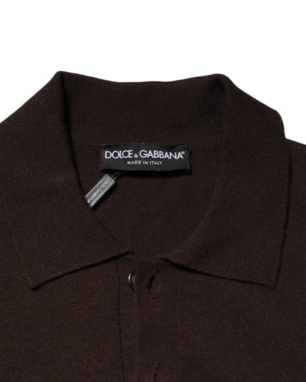 Dolce & Gabbana Brown Wool Logo Embroidered Men Polo T-shirt