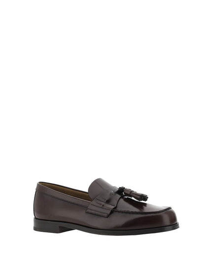 Prada Brown Calf Leather Bos Taurus Slip-On Loafers
