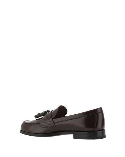 Prada Brown Calf Leather Bos Taurus Slip-On Loafers