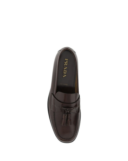 Prada Brown Calf Leather Bos Taurus Slip-On Loafers