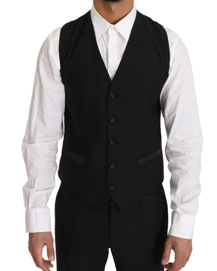 Dolce & Gabbana Black Wool Dress Waistcoat Gillet Vest