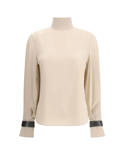 Brunello Cucinelli Beige Silk Blouse