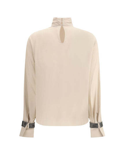 Brunello Cucinelli Beige Silk Blouse