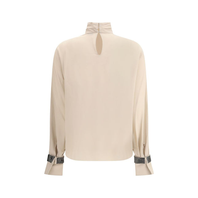Brunello Cucinelli Beige Silk Blouse