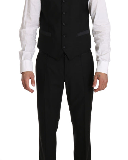 Dolce & Gabbana Black Wool Dress Waistcoat Gillet Vest