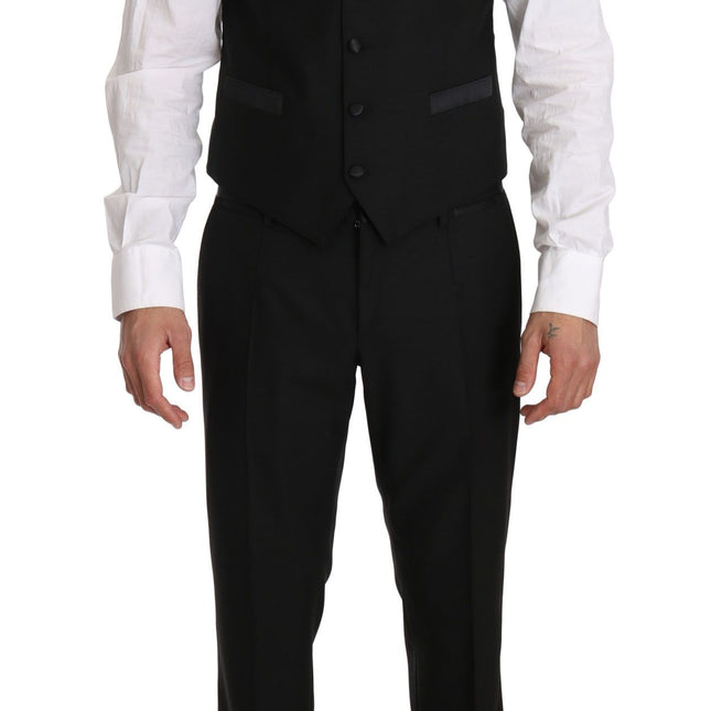 Dolce & Gabbana Black Wool Dress Waistcoat Gillet Vest