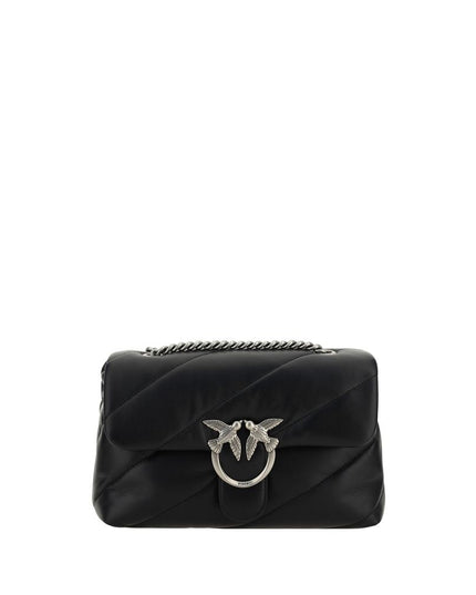 PINKO Black Calf Leather Bos Taurus Shoulder Bag