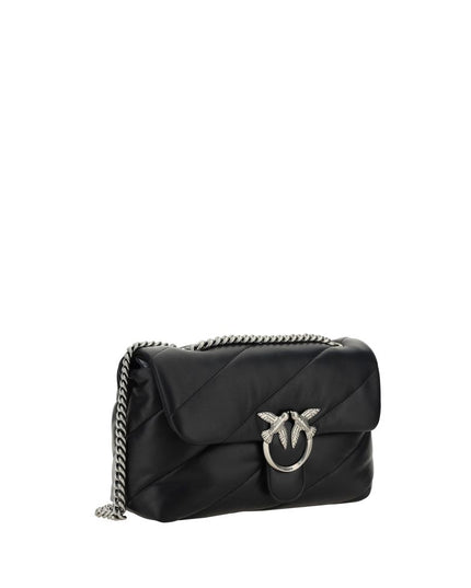 PINKO Black Calf Leather Bos Taurus Shoulder Bag