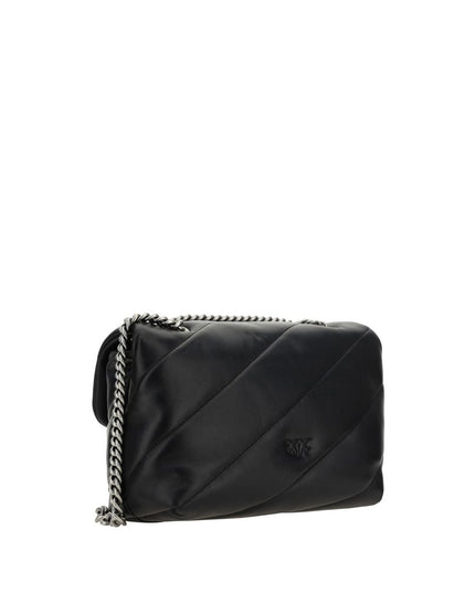 PINKO Black Calf Leather Bos Taurus Shoulder Bag