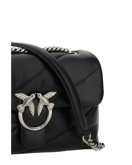 PINKO Black Calf Leather Bos Taurus Shoulder Bag