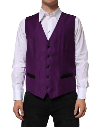 Dolce & Gabbana Purple Wool Dress Formal Waistcoat Vest