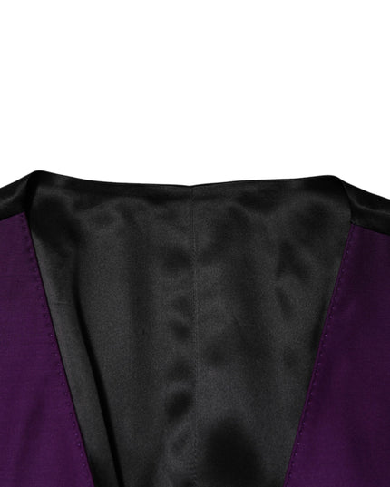 Dolce & Gabbana Purple Wool Dress Formal Waistcoat Vest