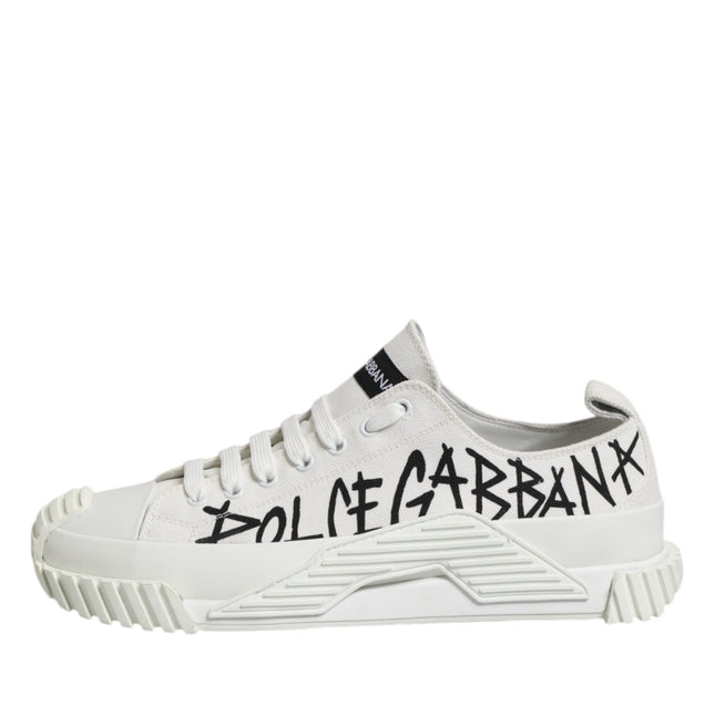 Dolce & Gabbana White Logo Graffiti Low Top Sneakers Shoes