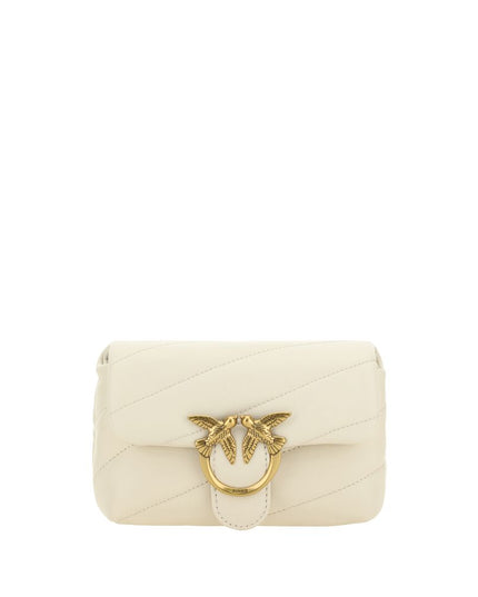 PINKO White Calf Leather Bos Taurus Shoulder Bag