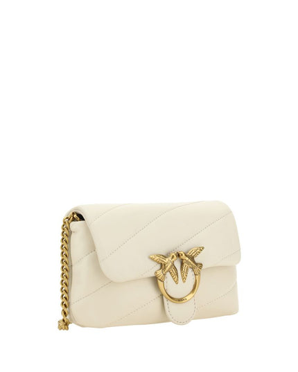 PINKO White Calf Leather Bos Taurus Shoulder Bag