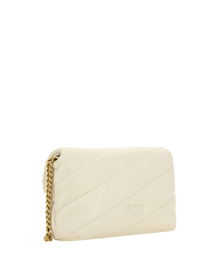 PINKO White Calf Leather Bos Taurus Shoulder Bag