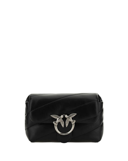 PINKO Black Calf Leather Bos Taurus Shoulder Bag