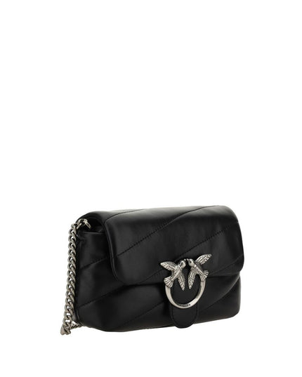 PINKO Black Calf Leather Bos Taurus Shoulder Bag
