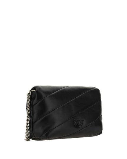 PINKO Black Calf Leather Bos Taurus Shoulder Bag