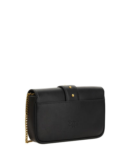 PINKO Black Calf Leather Bos Taurus Shoulder Bag