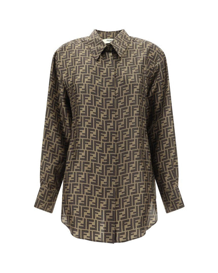 Fendi Brown Silk Pattern Shirt