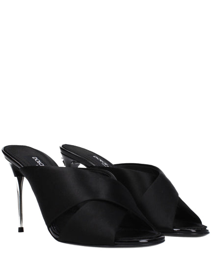 Dolce & Gabbana Black Satin Stiletto Heel Sandals