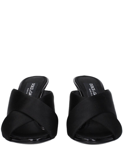 Dolce & Gabbana Black Satin Stiletto Heel Sandals
