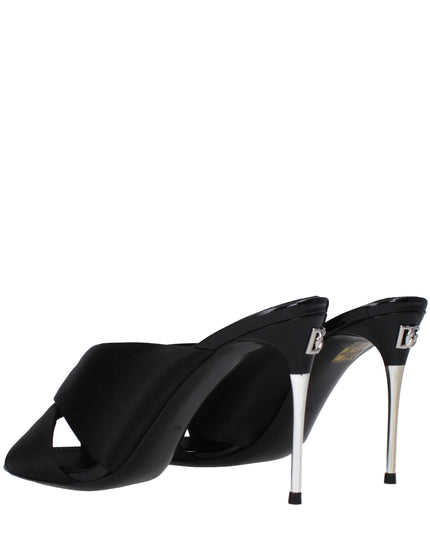 Dolce & Gabbana Black Satin Stiletto Heel Sandals