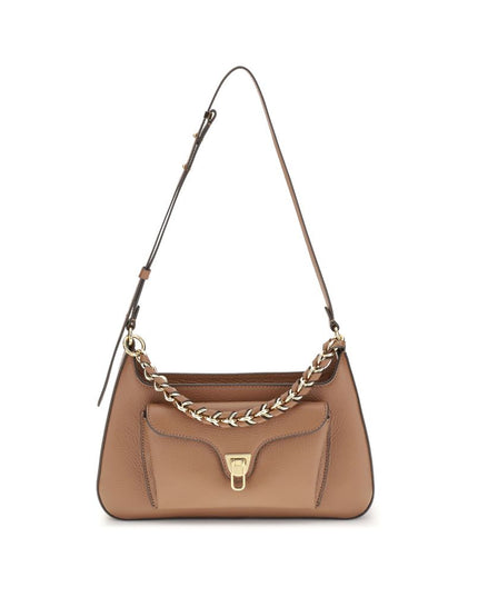 Coccinelle Beige Calf Leather Bos Taurus Shoulder Bag