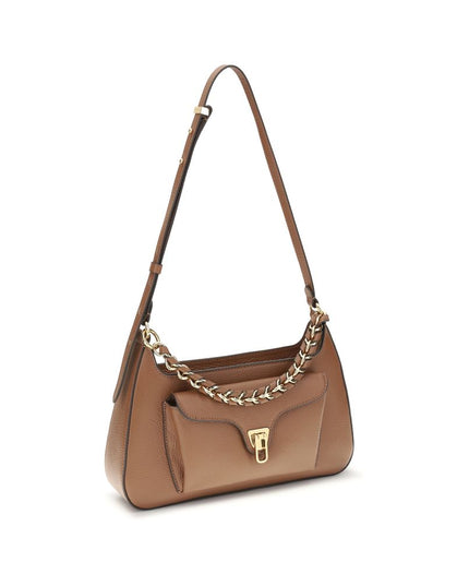 Coccinelle Beige Calf Leather Bos Taurus Shoulder Bag