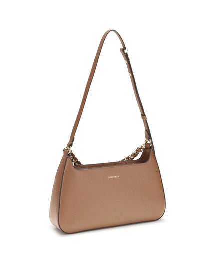 Coccinelle Beige Calf Leather Bos Taurus Shoulder Bag