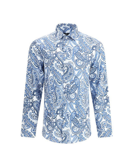 Etro Light Blue Cotton Pattern Shirt