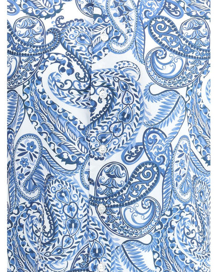 Etro Light Blue Cotton Pattern Shirt