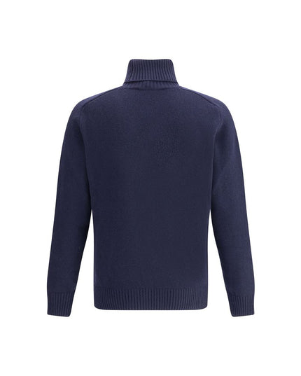Brooksfield Blue Fleece Wool Turtleneck