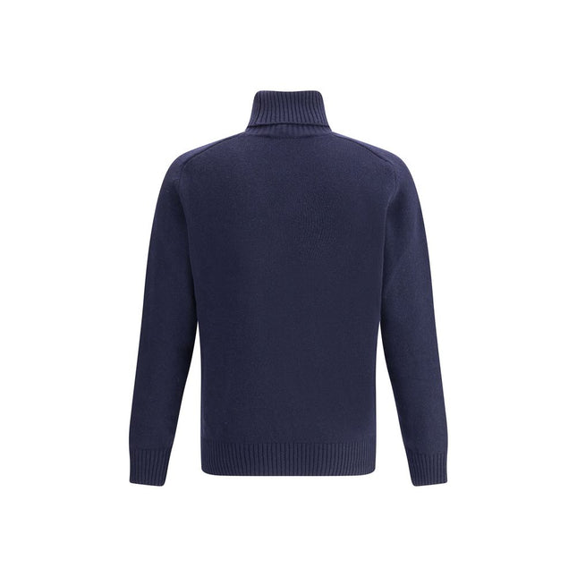 Brooksfield Blue Fleece Wool Turtleneck
