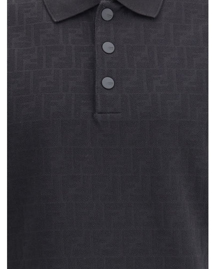 Fendi Black Cotton Polo Shirt