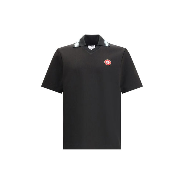 Casablanca Black Viscose Polo Shirt